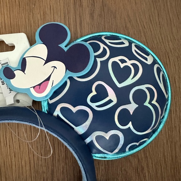 Disney Blue Mickey & Minnie Mouse Heart Ears Headband Sweetheart Night 2026 New - Picture 4 of 7